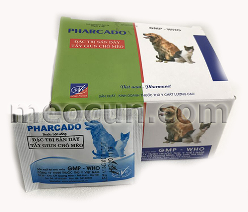thuốc tẩy giun dạng bọt pharado cho chó mèo - thuốc thú y cho chó mèo meocun.com